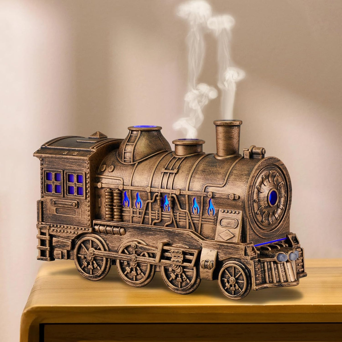 Gold train aroma diffuser with steam-like mist